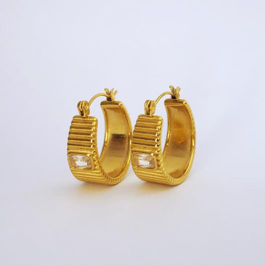 Vintage Engraved Zircon Hoops